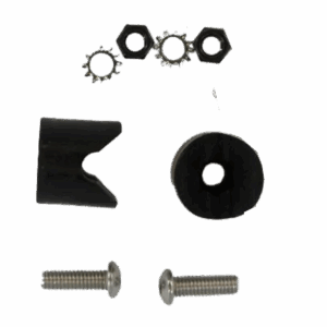 Assembly Stow Lock Guide Platform Urethane Kit including urethane bumper, slotted guide block, washers, nuts, and mounting screws.