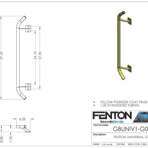 Fenton Universal Grab Bar GBUNIV1-G01 SD Dimensions